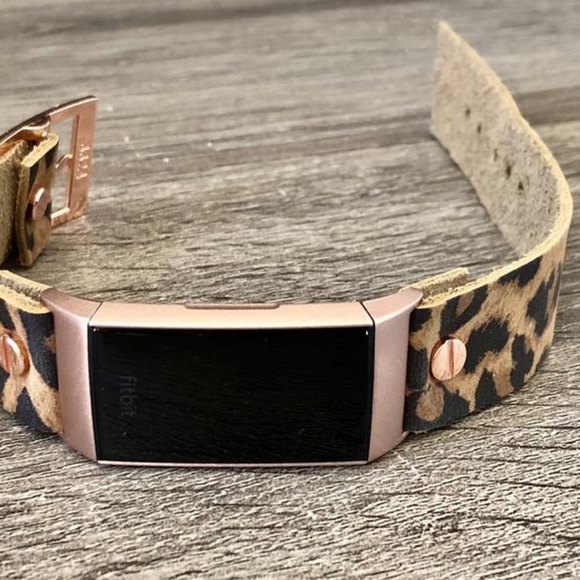 Fitbit Charge 3 Tracker Leopard Print Leather Band - Picture 6 of 7